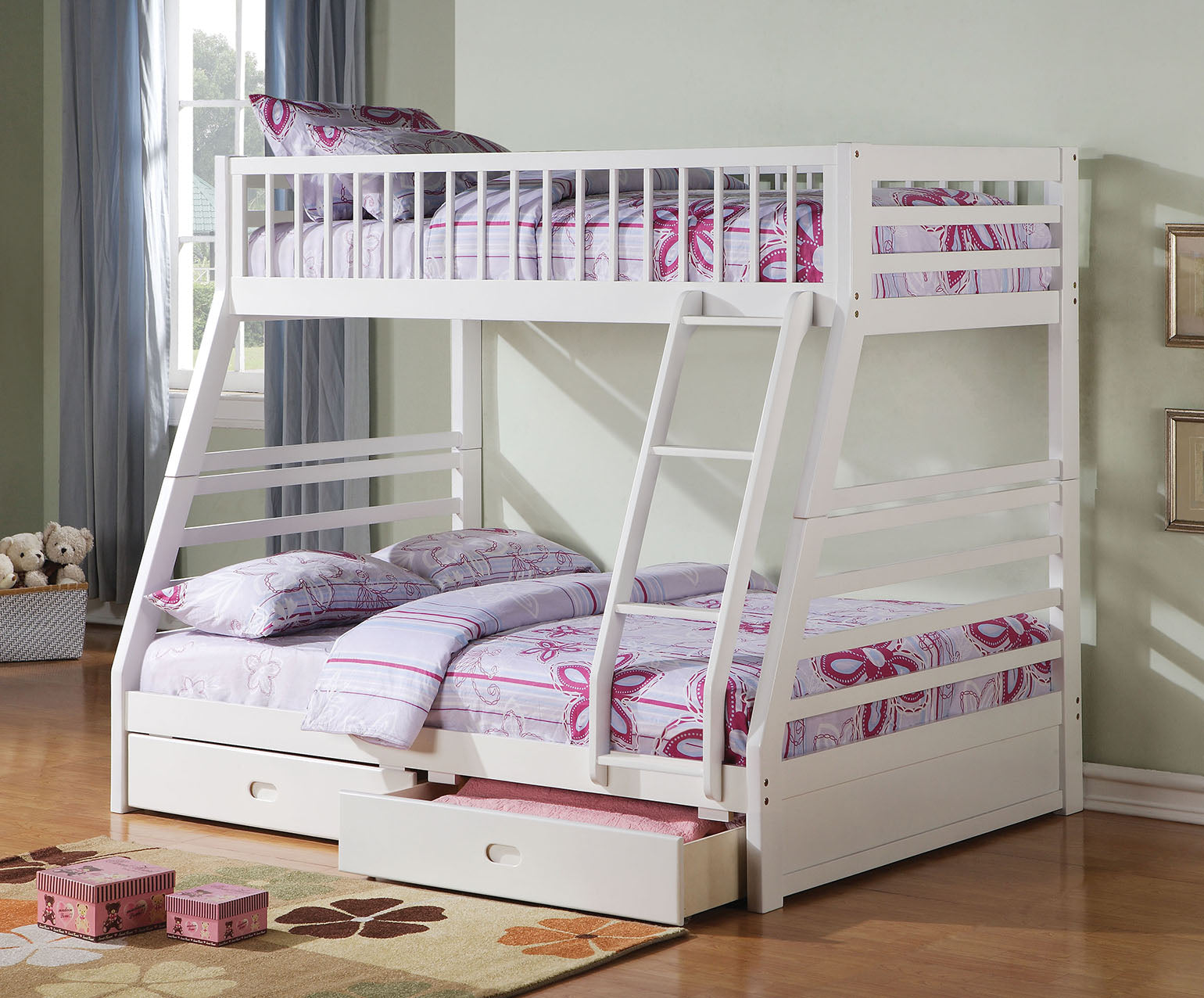 White Pine Wood Twin Over Full Bunk Bed 79inches X 57inches X 65inches