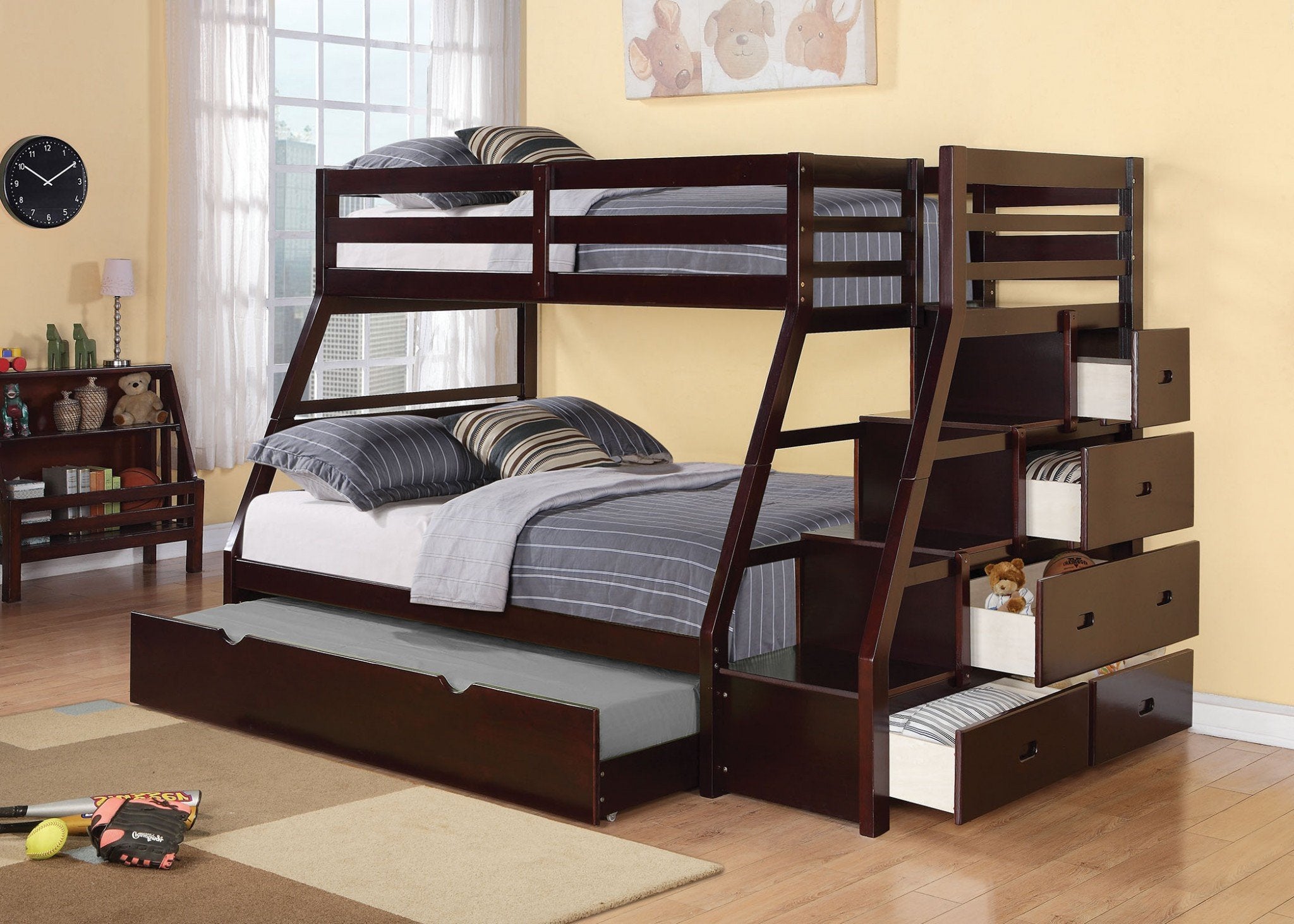 Espresso Pine Wood Bunk Bed Twin/Full