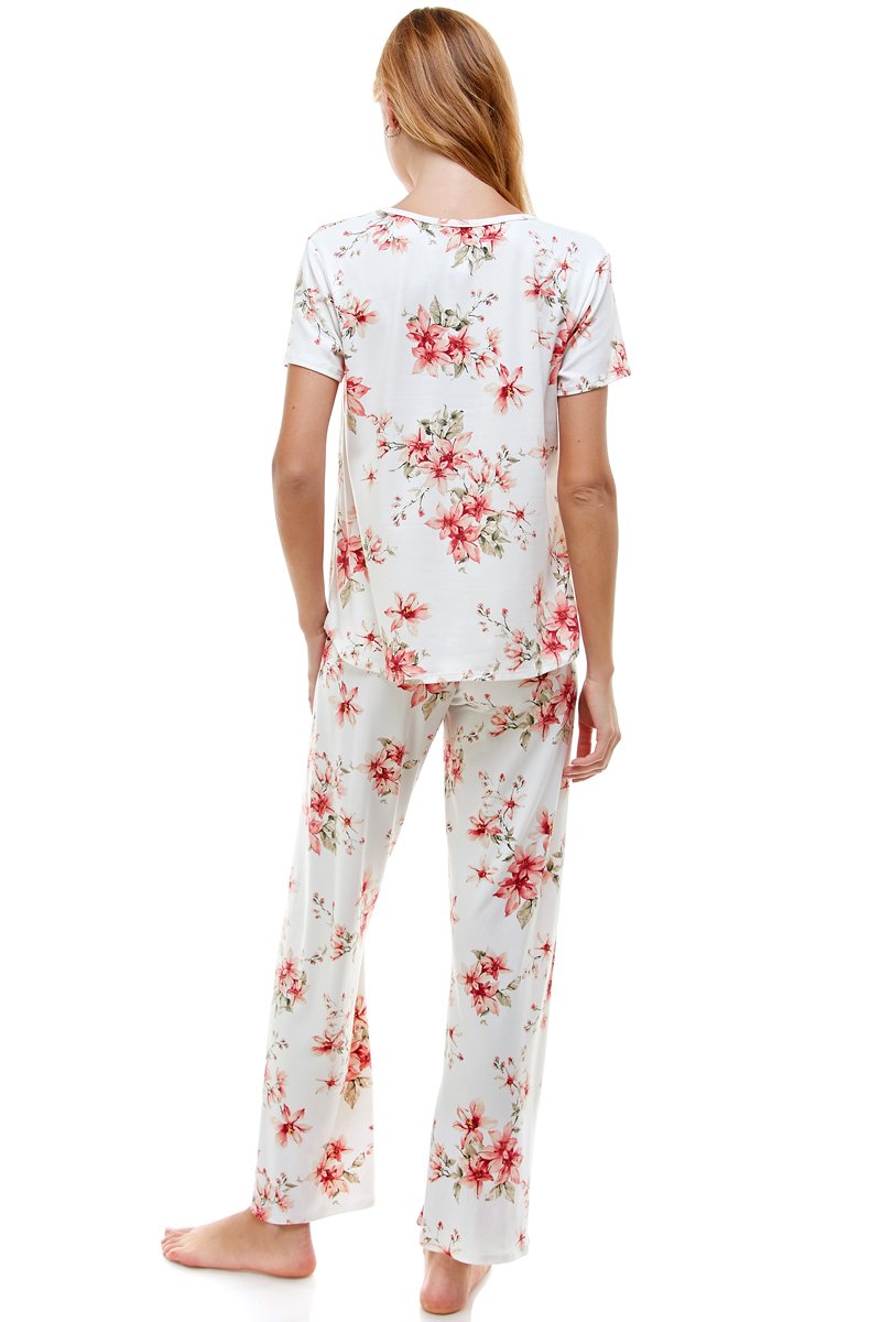 Loungewear Set for Women's Floral Print Pajama Set