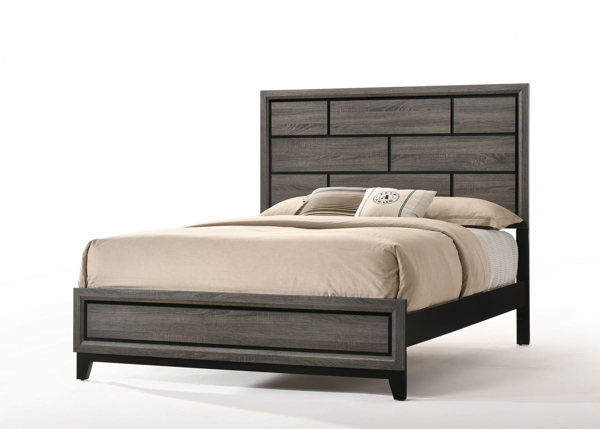 Weathered Gray Eastern King Bed 86inches X 79inches X 56inches