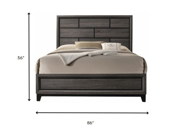 Weathered Gray Eastern King Bed 86inches X 79inches X 56inches