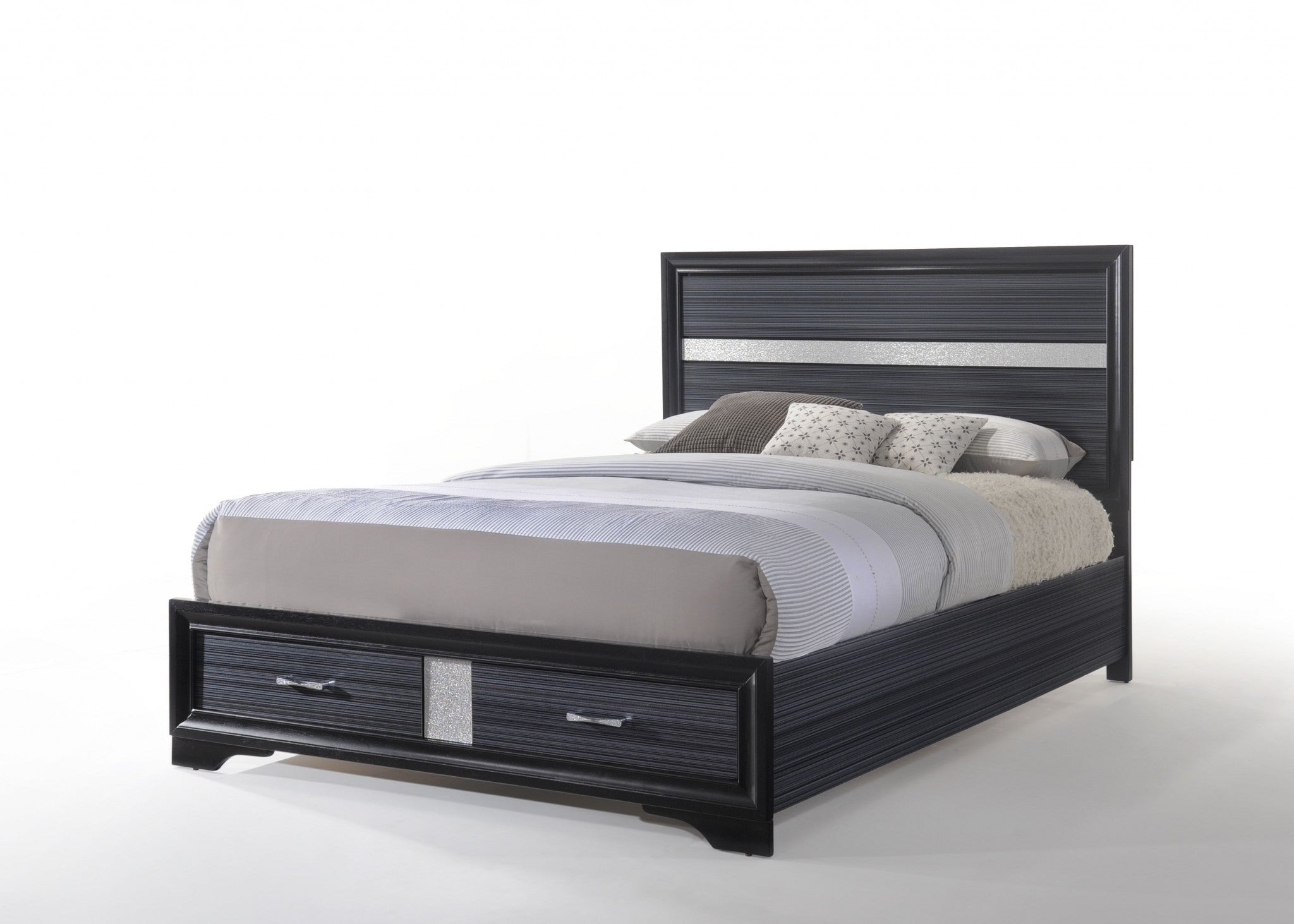 Black Wood Eastern King Bed with Storage