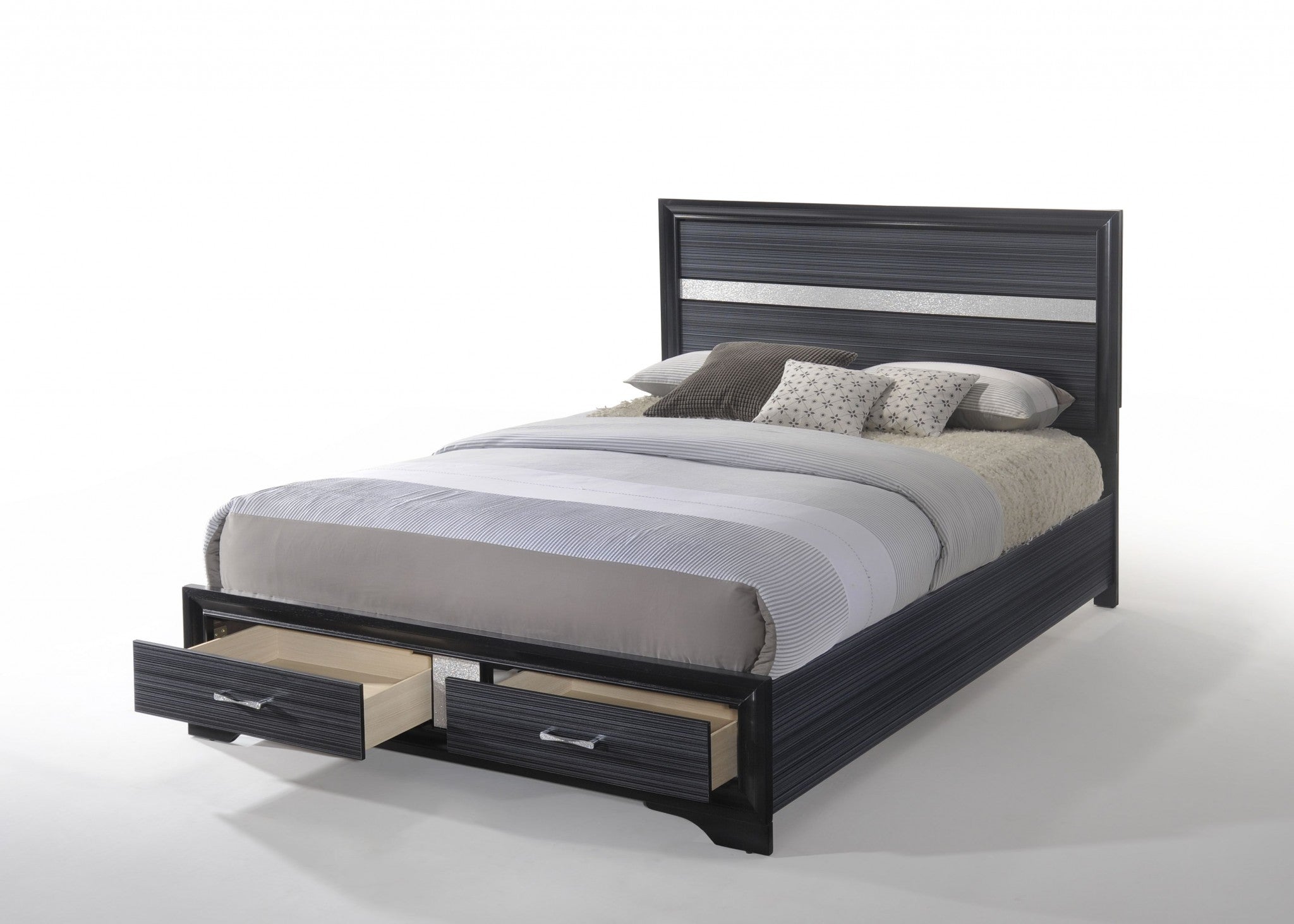 Black Wood Eastern King Bed with Storage