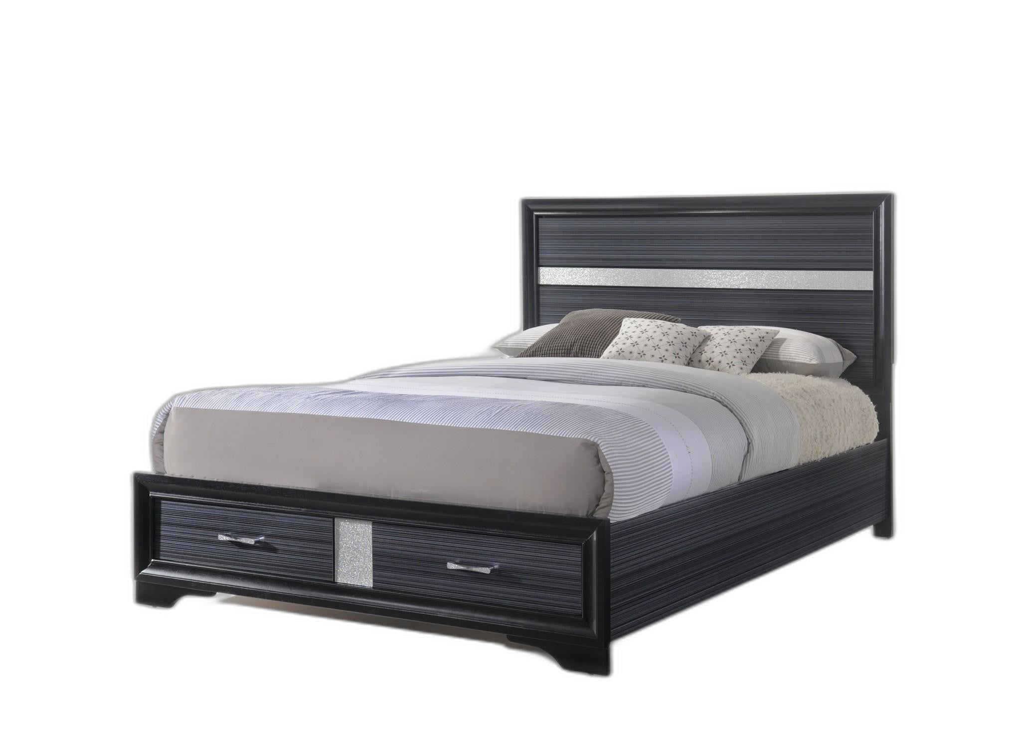 Black Wood Eastern King Bed with Storage