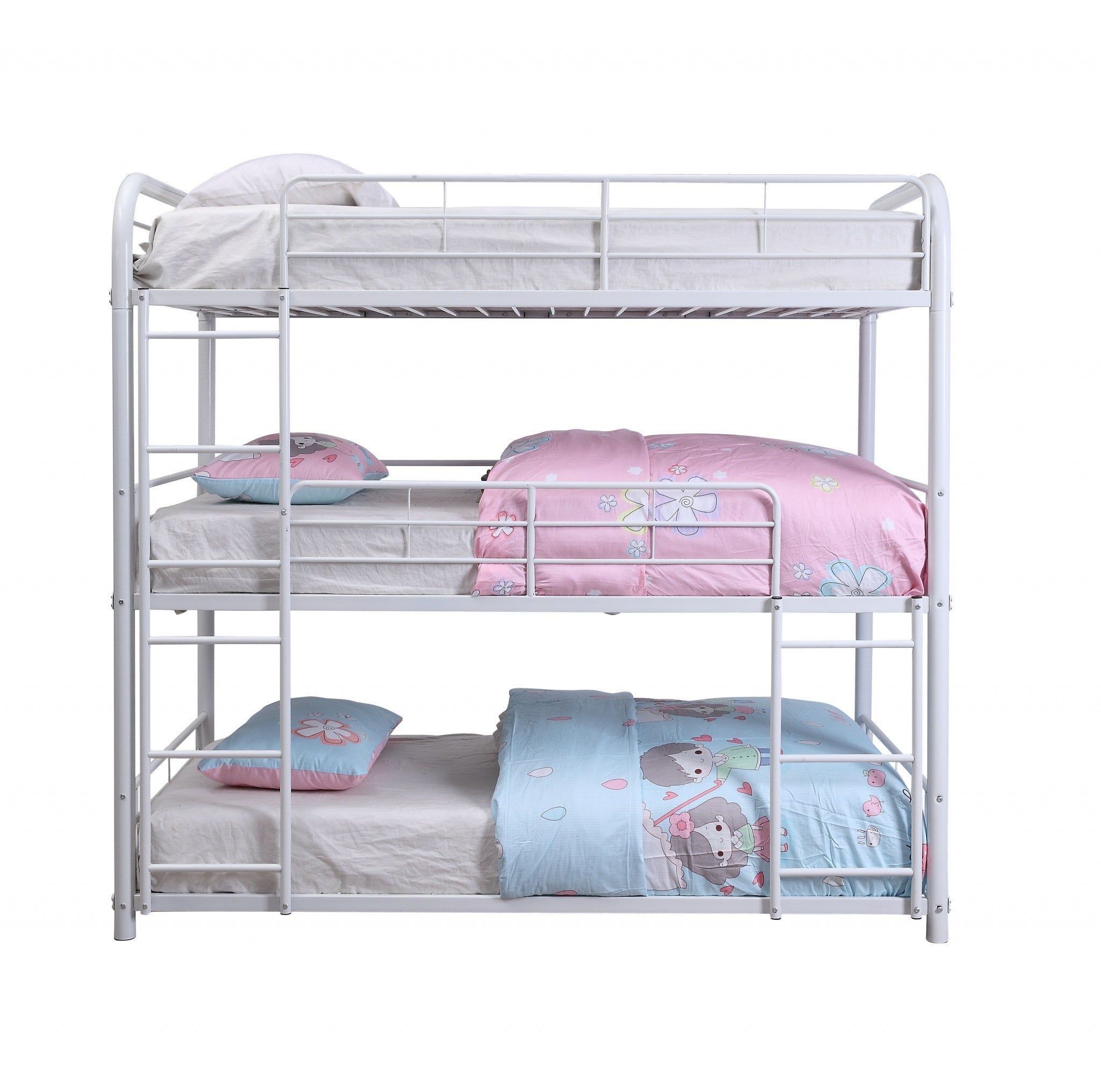 White Metal Triple Bunk Bed - Full 57inches X 79inches X 74inches