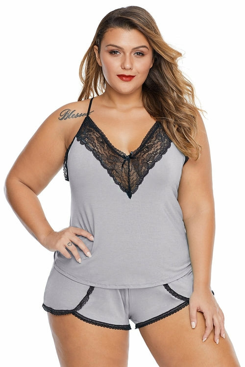 Plus Size Pajamas Cami Shorts Set