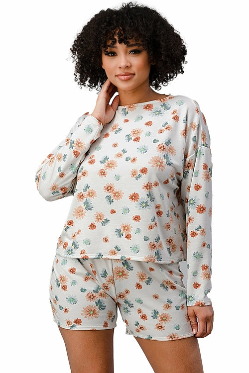 French Terry Women's Floral Pajama Set