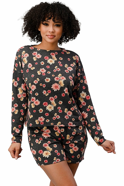 French Terry Women's Floral Pajama Set