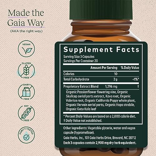 Gaia Herbs Sound Sleep - Natural Sleep Support to Promote Calm & Relaxation to Support Restful Sleep - with Valerian Root, Kava, Passionflower & More - 60 Vegan Liquid Phyto-Capsules (20-Day Supply)