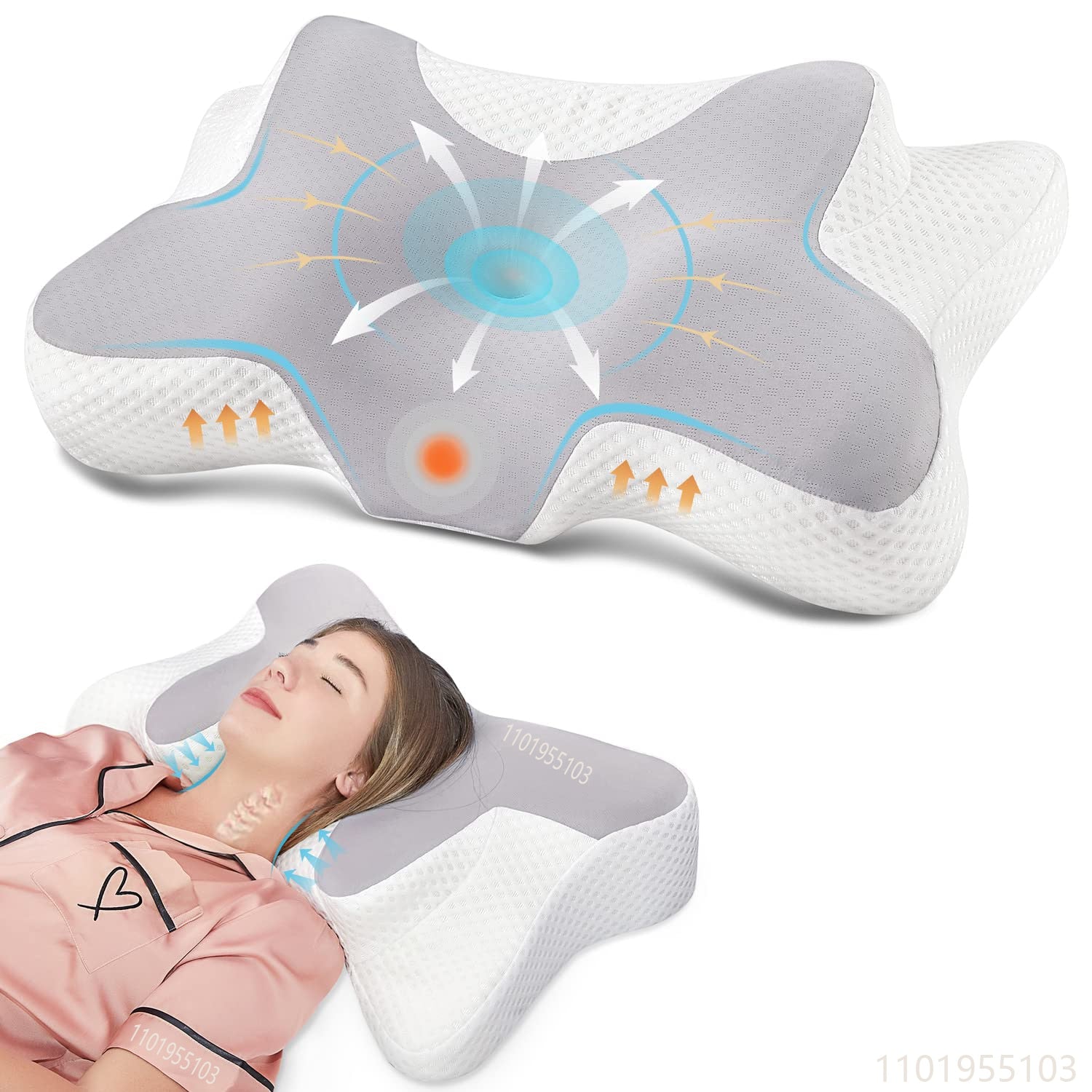 Memory Foam Cervical Neck Pillow with Cooling Pillow Cover